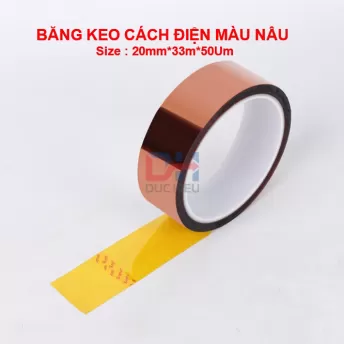 Băng keo chịu nhiệt độ cao màu nâu Polyimide, Kapton, băng dính dán bảng mạch điện tử, bảo vệ bảng mạch PC, CPU